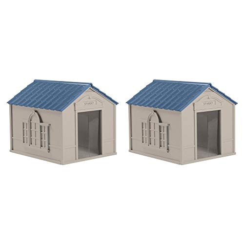 Suncast Outdoor Dog House with Door - Water Resistant and Attractive for Small to Large Sized Dogs -...
