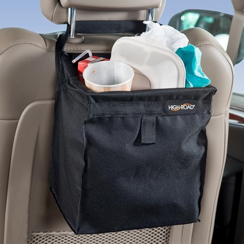 High Road TrashStash Hanging Car Garbage Bag with Push-Close Lid and Waterproof Bin for Car, SUV and...
