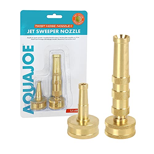 Aqua Joe SJI-4BHNC Ultimate Solid Brass, Heavy Duty Adjustable Twist Nozzle and Jet Sweeper Nozzle