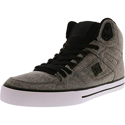 DC Men's Spartan HIGH WC TX SE Skate Shoe, Black/Heather Grey, 6 D US