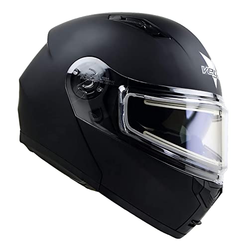 Advantage Modular Snowmobile Helmet w/ Heated Shield & Sunshield Vega Helmets Matte Black SM