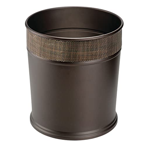 mDesign Decorative Round Small Trash Can Wastebasket, Garbage Container Bin for Bathrooms, Powder...