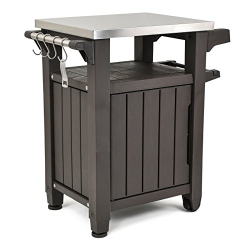 Keter Unity 35.4 Inches x 29.6 Inches x 22.7 Inches Stainless Steel and Resin Outdoor Kitchen Cart...