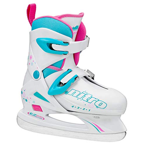 Lake Placid Girls Nitro 8.8 Adjustable Figure Ice Skate, White, Large