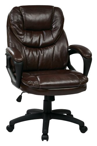 Office Star FL Series Faux Leather Manager's Adjustable Office Chair with Lumbar Support and Padded...