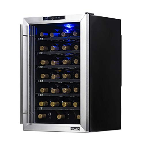 NewAir Wine Cooler and Refrigerator, 28 Bottle Freestanding Wine Chiller Fridge, Stainless Steel...