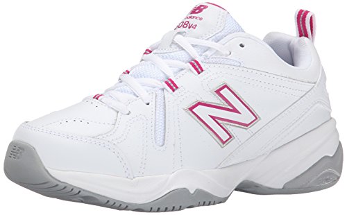 New Balance Women's 608 V4 Casual Comfort Cross Trainer, White/Pink, 8.5 D US