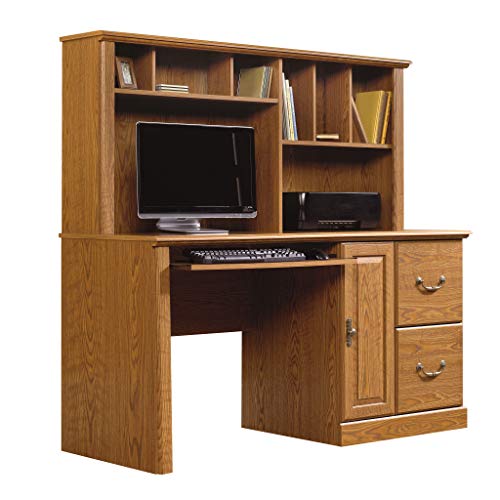 Sauder Orchard Hills Computer Desk with Hutch, Carolina Oak finish
