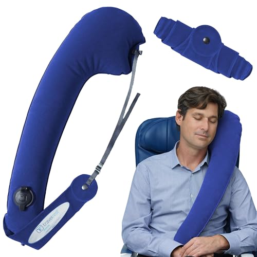 TRAVELREST Ultimate Travel Pillow for Neck & Body, Attaches to Airplane & Car Seats, Inflatable,...