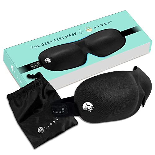 Nidra Sleep Mask Light Blocking, Deep Rest Blackout Eye Mask for Sleeping, 3D Comfort Contoured for...