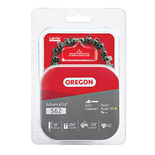 Oregon S62 AdvanceCut Chainsaw Chain for 18-Inch Bar, 62 Drive Links, low-kickback chain, fits...