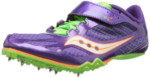 Saucony Women's Spitfire Track Shoe,Purple/Slime,8.5 M US