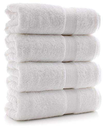 Chakir Turkish Linens 100% Turkish Cotton 4 Pack Bath Towel Set, White