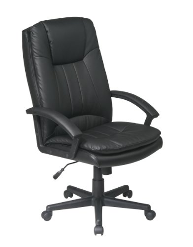 Office Star Deluxe High Back Eco Leather Thick Padded Contour Seat and Back with Built-in Lumbar...