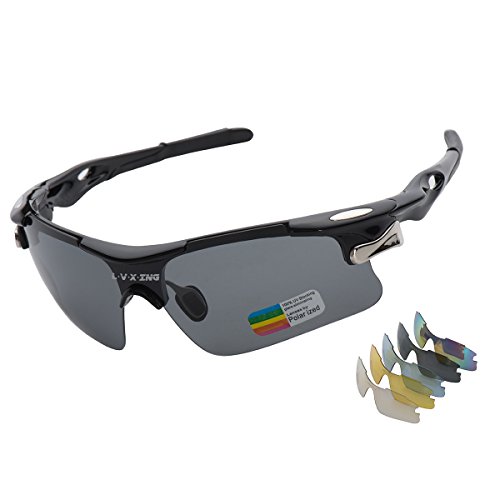 Sports Sunglasses, L·V·X·ING LVX548 Mens Polarized Sunglasses Mens Glasses Exchangeable 5 UV400...