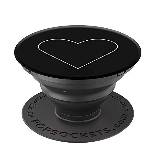 PopSockets: Collapsible Grip & Stand for Phones and Tablets - White Heart Black