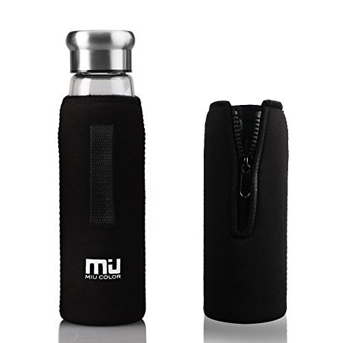 MIU COLOR 18 oz Glass Water Bottle - Portable BPA and PVC Free Tea Bottle, with Tea Infuser,...