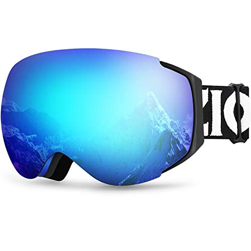 ZIONOR X6 Ski Snowboard Snow Goggles OTG for Men Women Youth Anti-fog UV Protection (VLT 18.4% Blue...