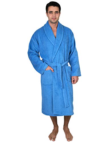 TowelSelections Men’s Robe, Turkish Cotton Terry Shawl Bathrobe X-Large/XX-Large S. Lake Blue