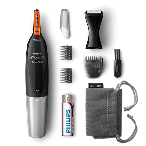 Philips Norelco NT5175/49, Nose Hair Trimmer 5100,Washable Mens Precision Groomer for Nose, Ears,...