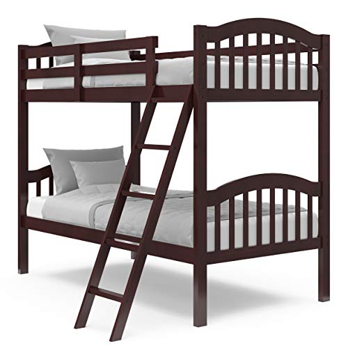 Storkcraft Long Horn Solid Hardwood Twin Bunk Bed, Espresso Twin Bunk Beds for Kids with Ladder and...
