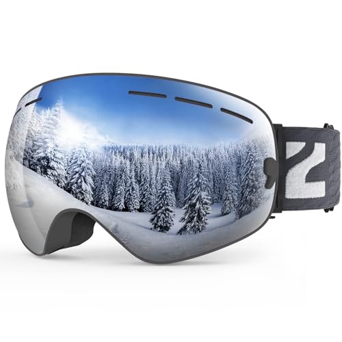 ZIONOR X Ski Snowboard Snow Goggles OTG Design for Men & Women with Spherical Detachable Lens UV...