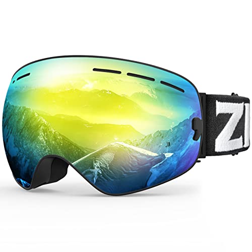 ZIONOR X Ski Snowboard Snow Goggles OTG Design for Men Women Adult with Spherical Detachable Lens UV...