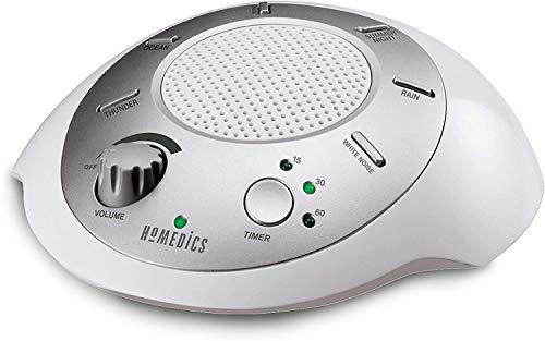 Homedics SoundSleep White Noise Sound Machine, Silver, Small Travel Sound Machine with 6 Relaxing...