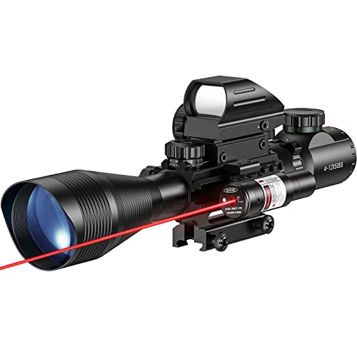 MidTen Riflescope Combo 4-12x50EG Dual Illuminated Optics & IIIA/2MW Laser Sight & 4 Holographic...