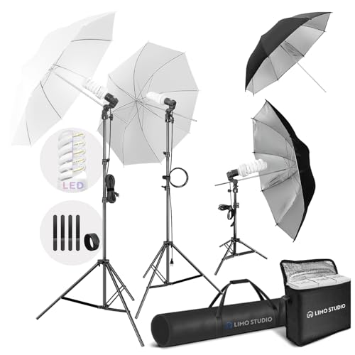 LimoStudio (LED Super Bright) 1200W Output Photo Studio Umbrella Continuous Lighting Kit, 6500K...