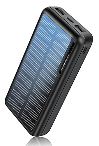 MINRISE Portable Charger 30000mAh, Power Bank Solar Charger with 2 USB Outputs and USB-C (Input...