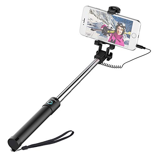 Selfie Stick, JETech One-Piece U-Shape [Battery Free] Extendable Wired Cable Control Self-Portrait...