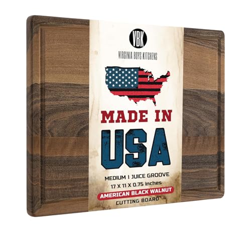 Made in USA Black Walnut Wood Cutting Board by Virginia Boys Kitchens - Butcher Block Wooden Carving...