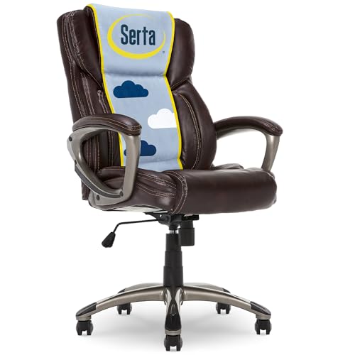 Serta Garret Executive Office Chair, Ergonomic Mid-Back with Lumbar Support, Semi-Plush Cushion and...