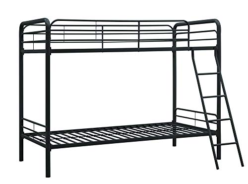 DHP Dusty Twin over Twin Metal Bunk Bed with Secured Ladder, Black