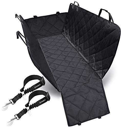 BarksBar Original Pet Seat Cover for Cars - Black, WaterProof & Hammock Convertible (Standard,...