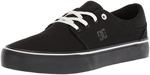 DC Women's Trase TX Skate Shoe, Black/Black/White, 5 B US