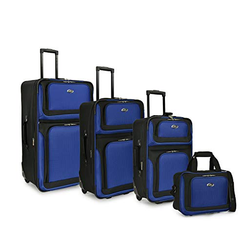 U.S. Traveler New Yorker Lightweight Softside Expandable Travel Rolling Luggage, Royal Blue, 4-Piece...