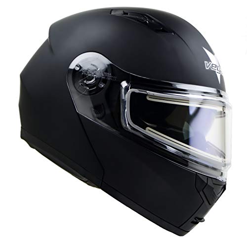 Advantage Modular Snowmobile Helmet w/Heated Shield & Sunshield Vega Helmets Matte Black SM,...