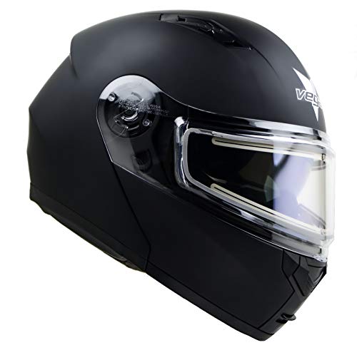 Advantage Modular Snowmobile Helmet w/ Heated Shield & Sunshield Vega Helmets Matte Black SM