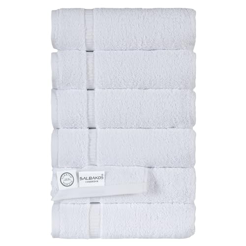 SALBAKOS 100% Turkish Cotton Hand Towel Set of 6 16x30 inch | Heirloom Quality | Hotel & Spa...