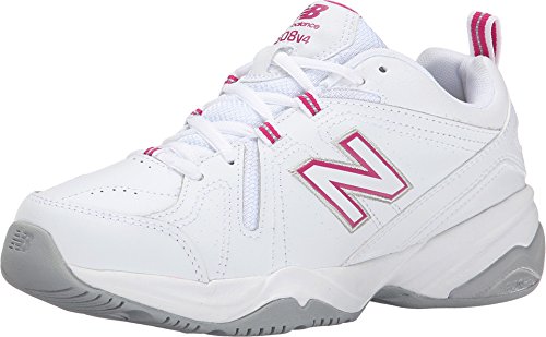 New Balance Women's 608 V4 Casual Comfort Cross Trainer, White/Pink, 8.5 D US