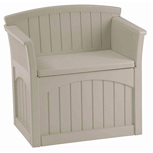 Suncast Indoor/Outdoor 31 Gallon Medium Resin Deck Seat and Storage Container, Taupe