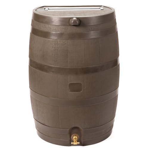 RTS Home Accents 50-Gallon Rain Water Collection Barrel with Brass Spigot, Brown