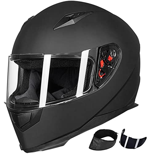 ILM Full Face Motorcycle Street Bike Helmet with Removable Winter Neck Scarf + 2 Visors DOT (L,...