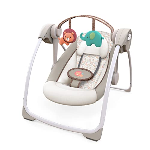 Ingenuity Soothe 'n Delight Compact Portable 6-Speed Plush Baby Swing with Music, Folds Easy, 0-9...