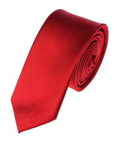 Modern Trendy Slim Polyester Men's Neckties Solid Neck Tie 22 Colors (Red)