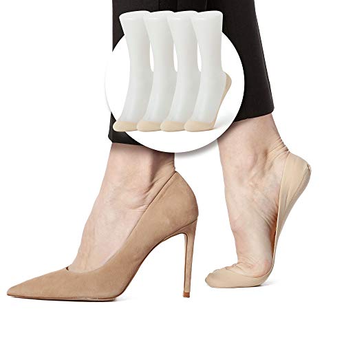 SHEEC SoleHugger Secret 2.0 Ultra-Low Cut - No Show Non Slip Women's Sock - Cream Medium 4 Pairs