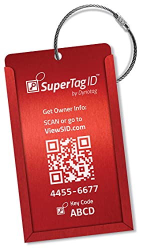 Dynotag® Web Enabled Smart Aluminum Convertible Luggage ID Tag + Braided Steel Loop, with DynoIQ™...