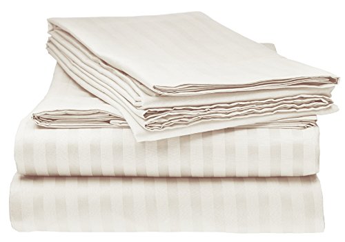 Elaine Karen Striped 4PC Queen Sheet Set, Ivory